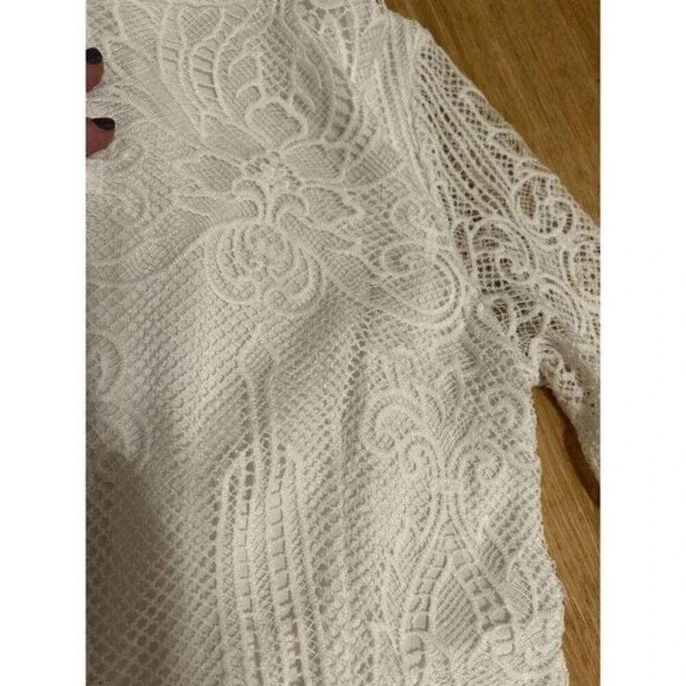 Pretty little thing sz 10 bodycon white crochet lace girlhoodcore romantic Fairy